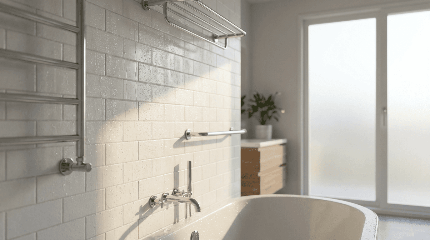 Newly remodeled bathroom with walk-in shower and matte black fixtures